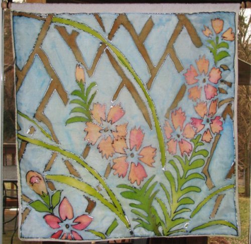 Silk painting using Dye Na Flow paints.